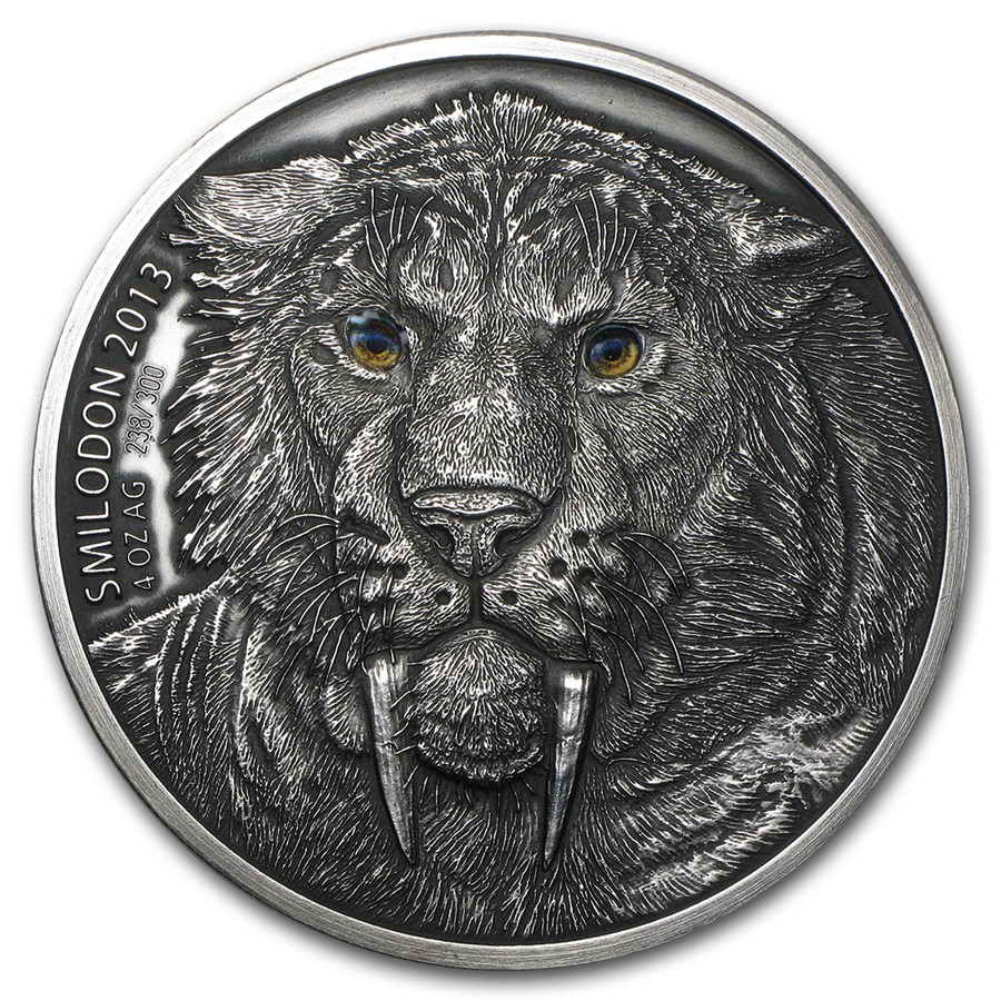 Buy 2013 Burkina Faso 4 oz Silver Saber Toothed Tiger (Smilodon) | APMEX