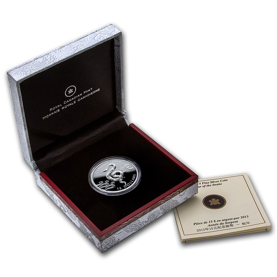 2013 Canada 1 oz Silver $15 Lunar Snake (w/Box & COA)