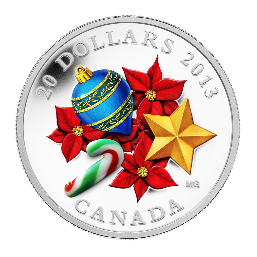 2013 Canada 1 oz Silver $20 Venetian Glass Candy Cane