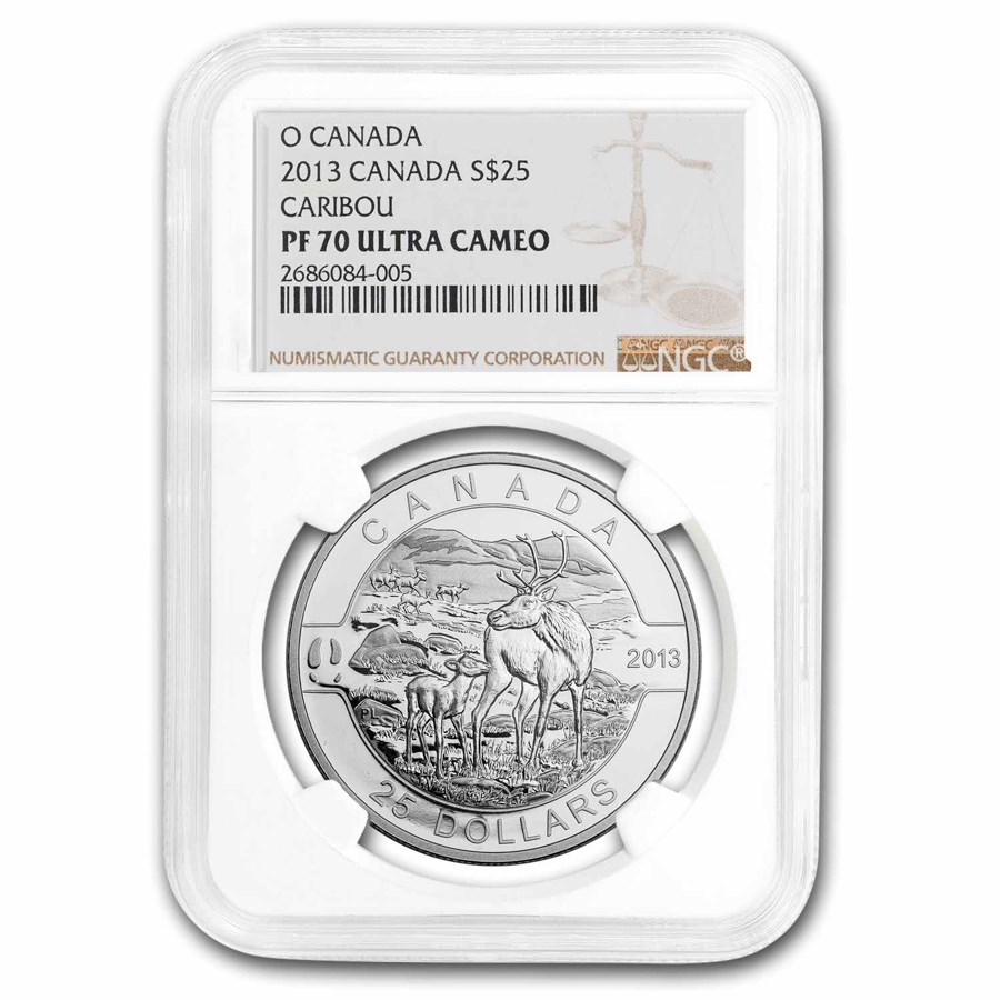 2013 Canada 1 oz Silver $25 The Caribou PF-70 NGC