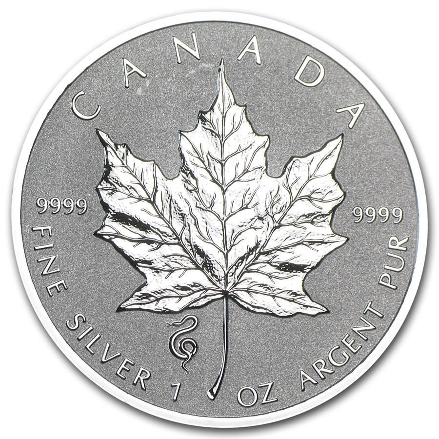 2013 Canada 1 oz Silver Maple Leaf Lunar Snake Privy