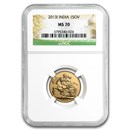 2013-I India Gold Sovereign MS-70 NGC