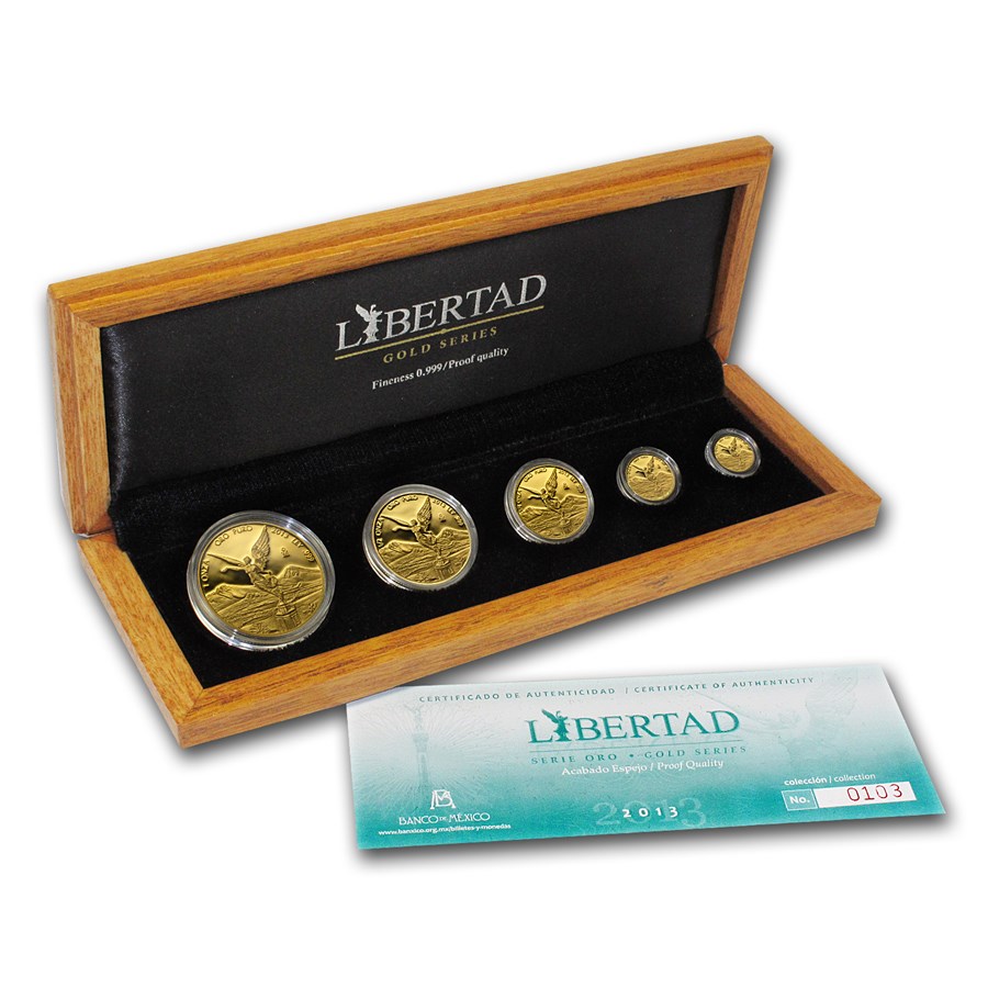 Buy 2013 Mexico 5-Coin Gold Libertad Proof Set (1.9 oz, Box & COA) | APMEX