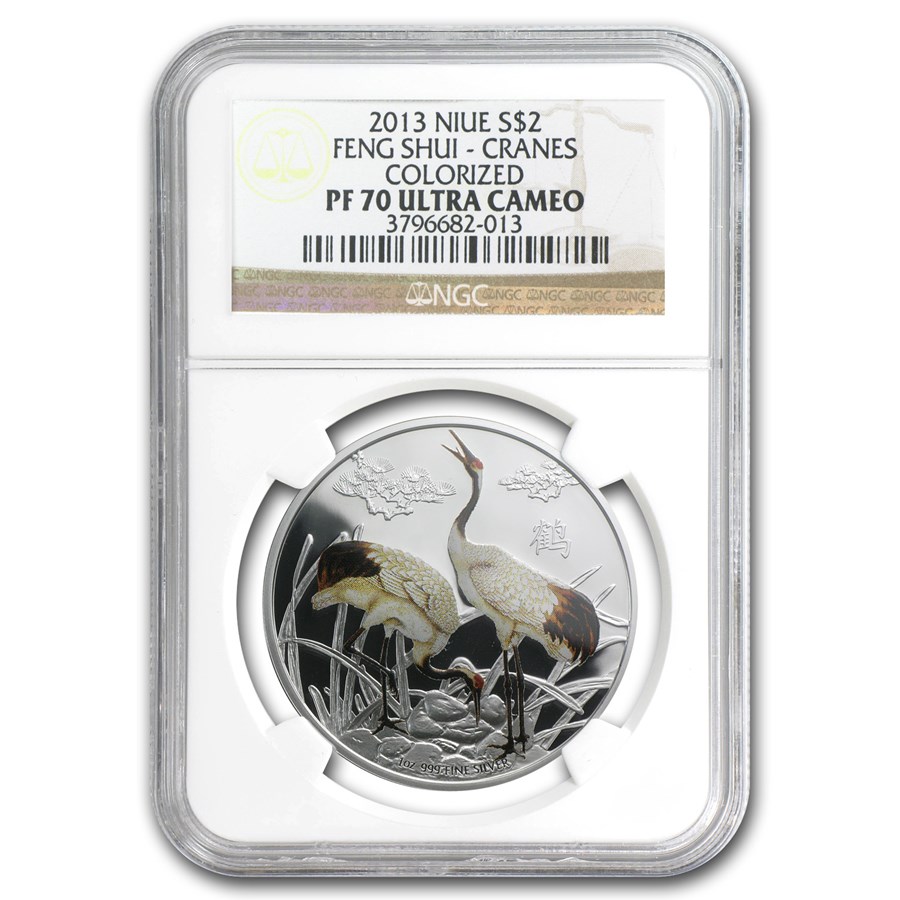 2013 Niue 1 oz Silver $2 Feng Shui Cranes PF-70 NGC