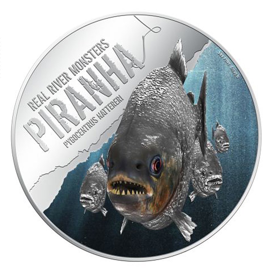 2013 Niue 1 oz Silver $2 Real River Monster Piranha (w/Box & COA)
