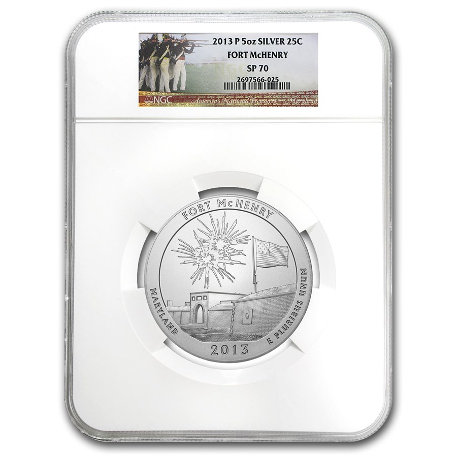 2013-P 5 oz Silver ATB Fort McHenry SP-70 NGC