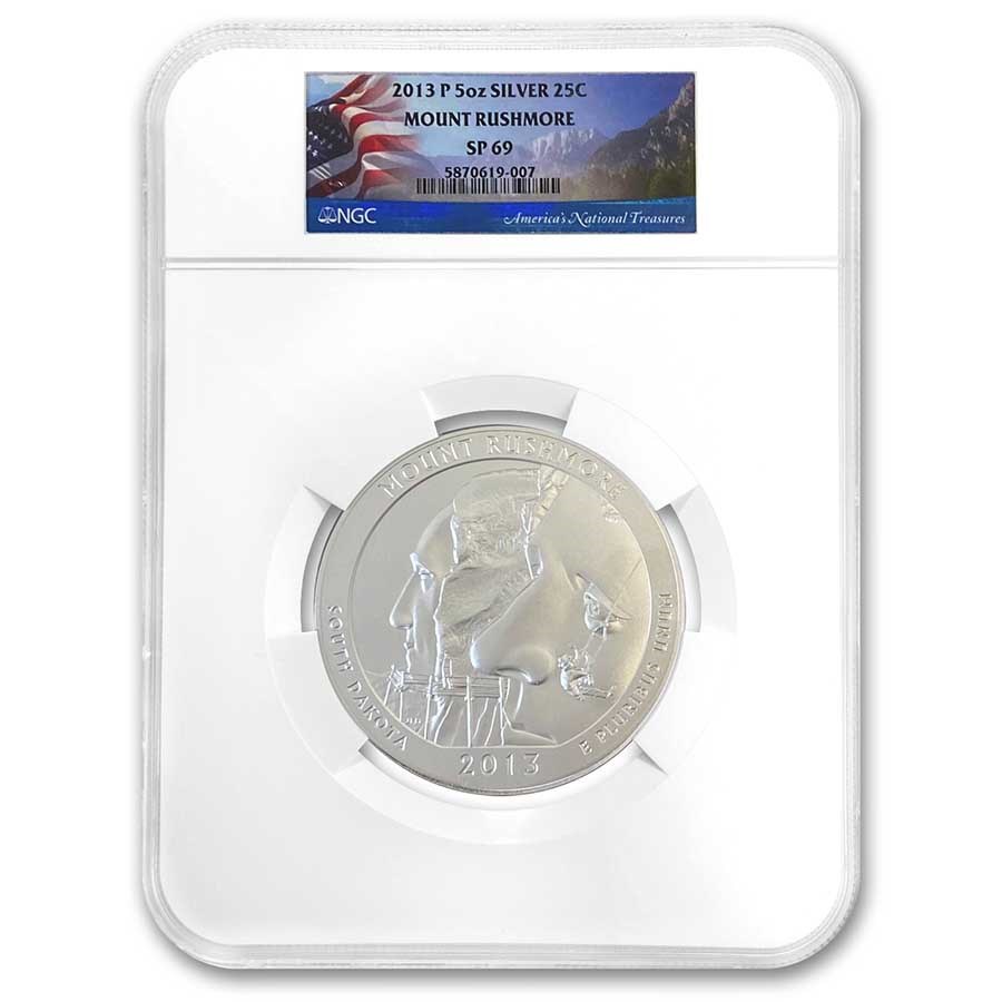 Buy 2013-P 5 oz Silver ATB Mount Rushmore SP-69 NGC | APMEX