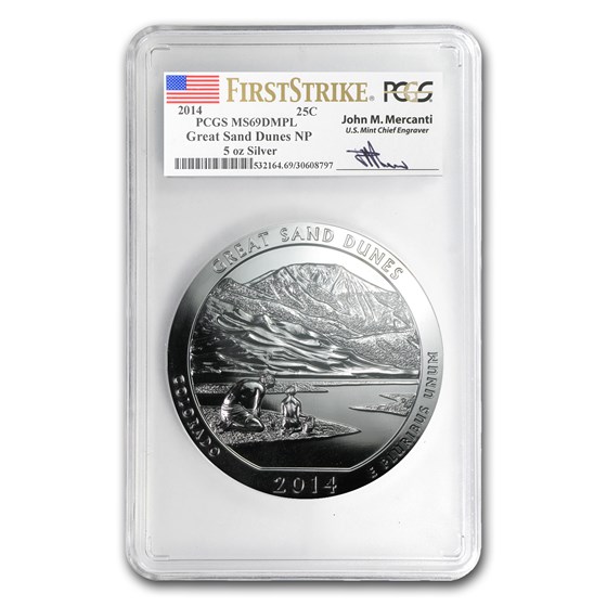 Buy 2014 5 oz Silver ATB Grt Sand Dunes MS-69 DMPL PCGS (FS,Mercanti ...