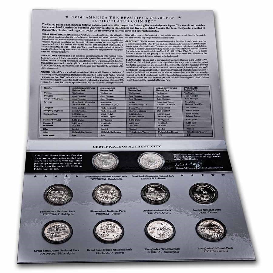 2014 America the Beautiful Quarters Uncirculated Set