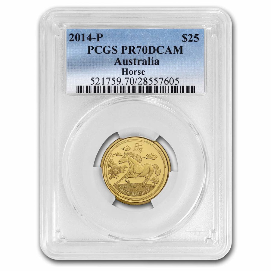 2014 AUS 1/4 oz Gold Lunar Horse PR-70 PCGS DCAM (Blue Label)