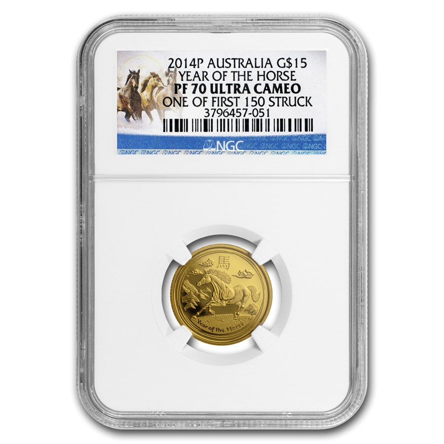 2014 Australia 1/10 oz Gold Lunar Horse PF-70 NGC