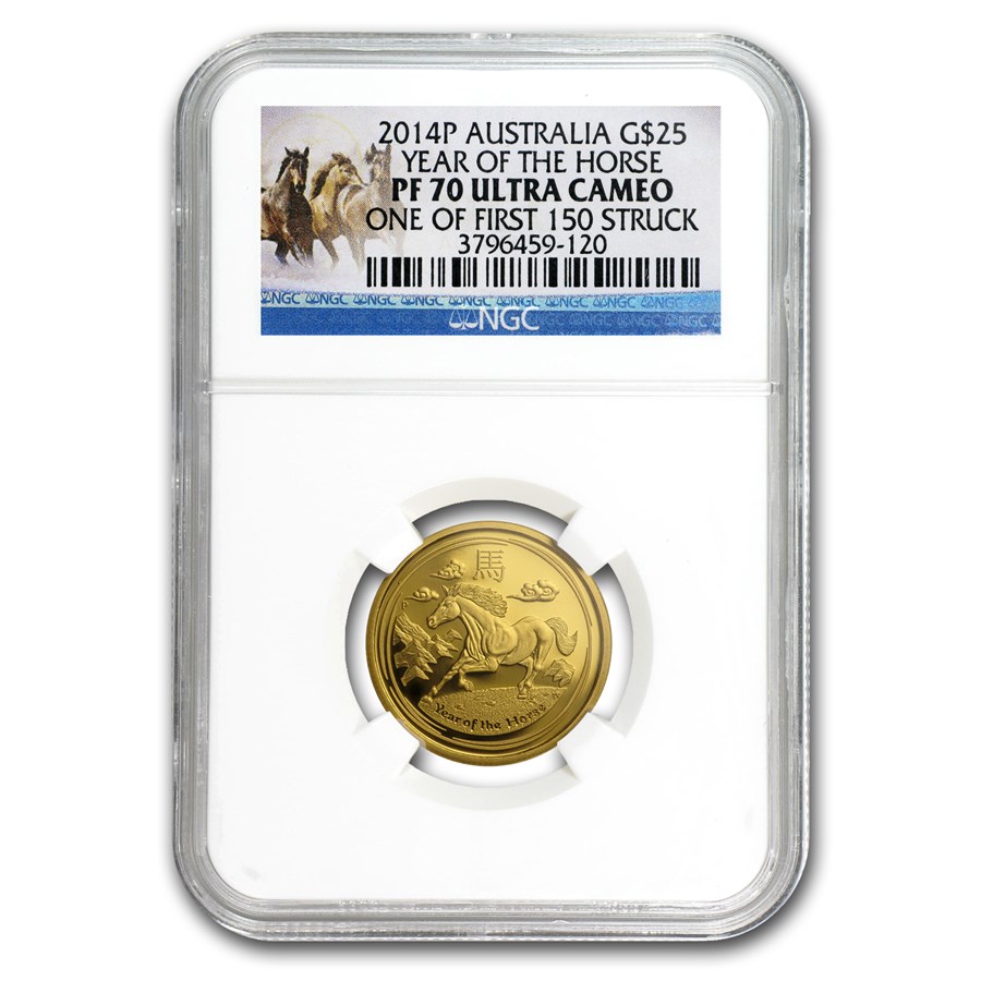 2014 Australia 1/4 oz Gold Lunar Horse PF-70 NGC