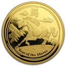 2014 Australia 1 oz Gold Lunar Horse Prf (SII, w/Box and COA)