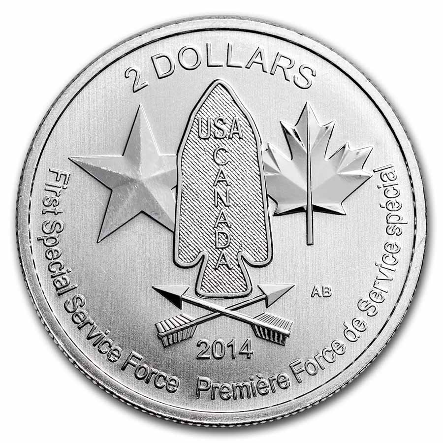 2014 Canada 1/2 oz Silver $2 Devil's Brigade BU (Spotted)
