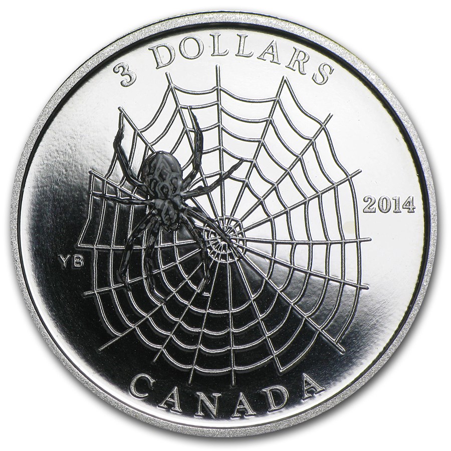 2014 Canada 1/4 oz Silver $3 Animal Architects Spider & Web