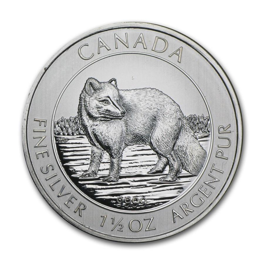 2014 Canada 1.5 oz Silver $8 Arctic Fox BU (Abrasions)