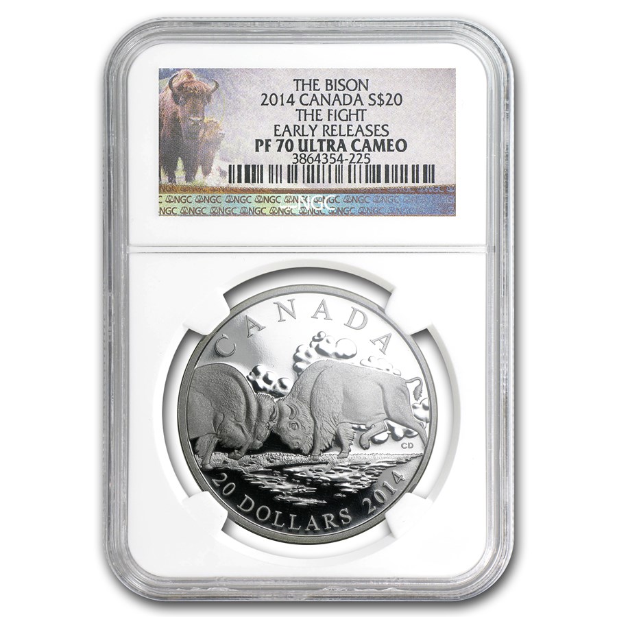 2014 Canada 1 oz Silver Bison The Fight PF-70 NGC (ER)