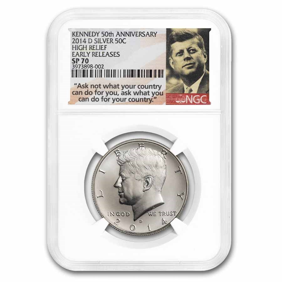 2014-D Kennedy H.D. SP-70 Early Rel. Sil. 50th Anni. High Relief