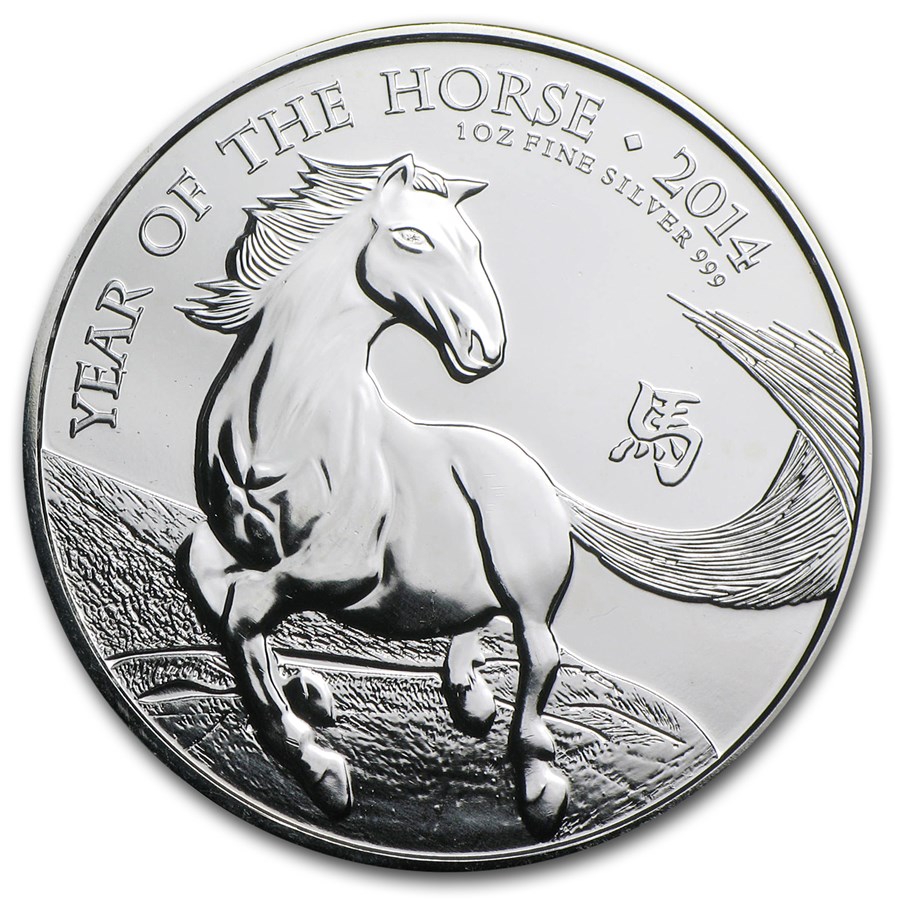 2014 Great Britain 1 oz Silver Year of the Horse (Spotted)