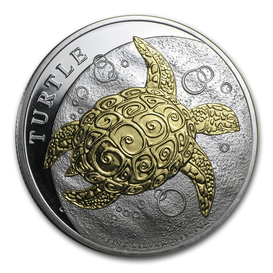 Buy 2014 Niue 1 oz Silver $2 Hawksbill Turtle BU (Gilded) | APMEX