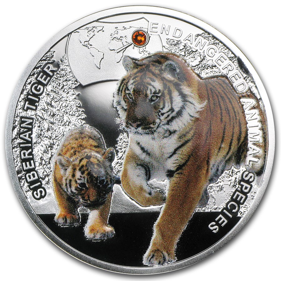 2014 Niue Proof Silver Endangered Animal Species Siberian Tiger