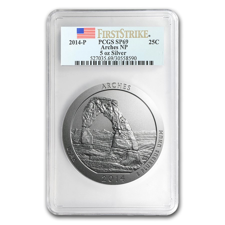 Buy 2014-P 5 oz Silver ATB Arches SP-69 PCGS (FS) | APMEX