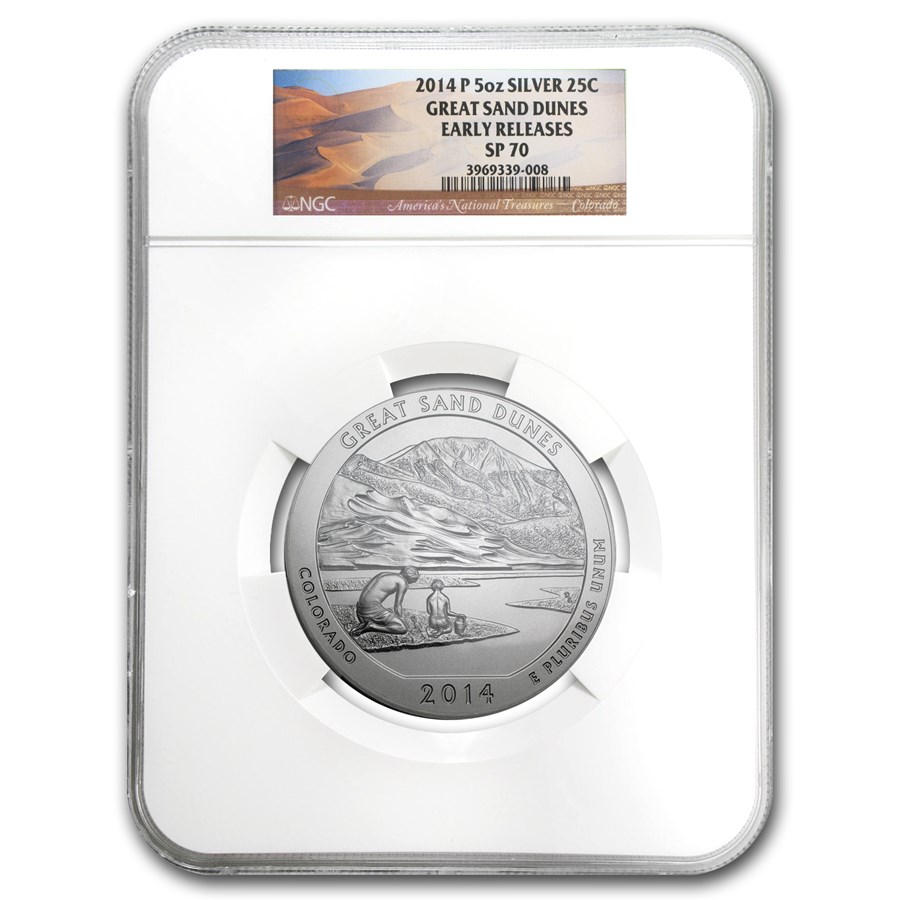 2014-P 5 oz Silver ATB Great Sand Dunes SP-70 NGC (ER/FR)