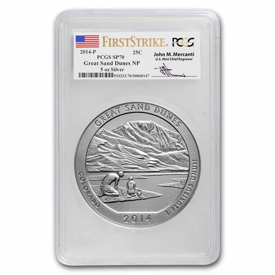 Buy 2014-p 5 Oz Silver Atb Great Sand Dunes Sp-70 Pcgs (fs, Mercanti 