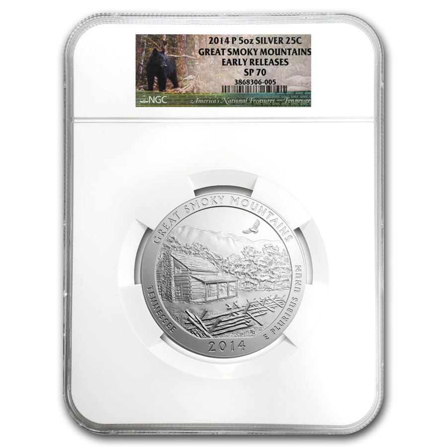 2014-P 5 oz Silver ATB Great Smoky Mtns SP-70 NGC (Early Release)