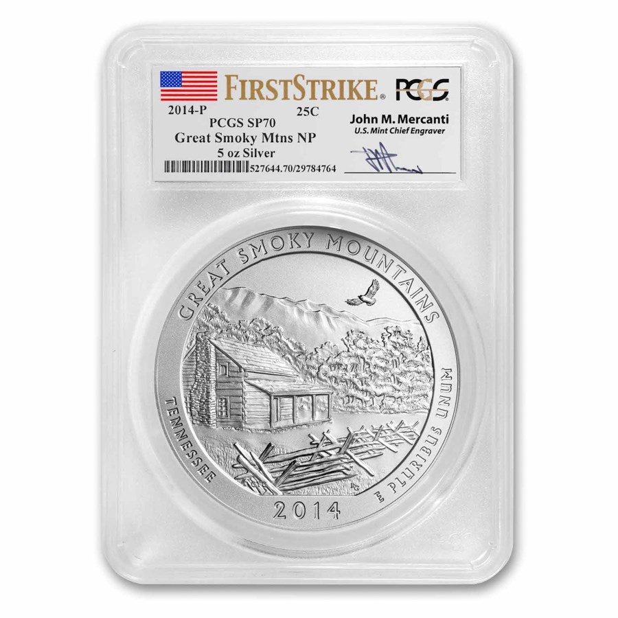 Buy 2014-P 5 oz Silver ATB Great Smoky Mtns SP-70 PCGS (FS, Mercanti ...