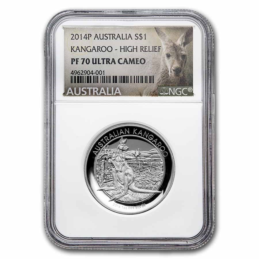 2014-P Australia 1 oz Silver Kangaroo PF-70 NGC (High Relief)