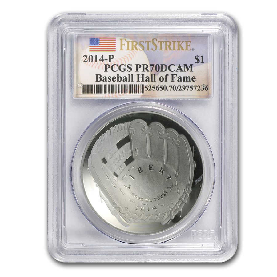 2014-P Baseball HOF $1 Silver Commem PR-70 PCGS (FS)