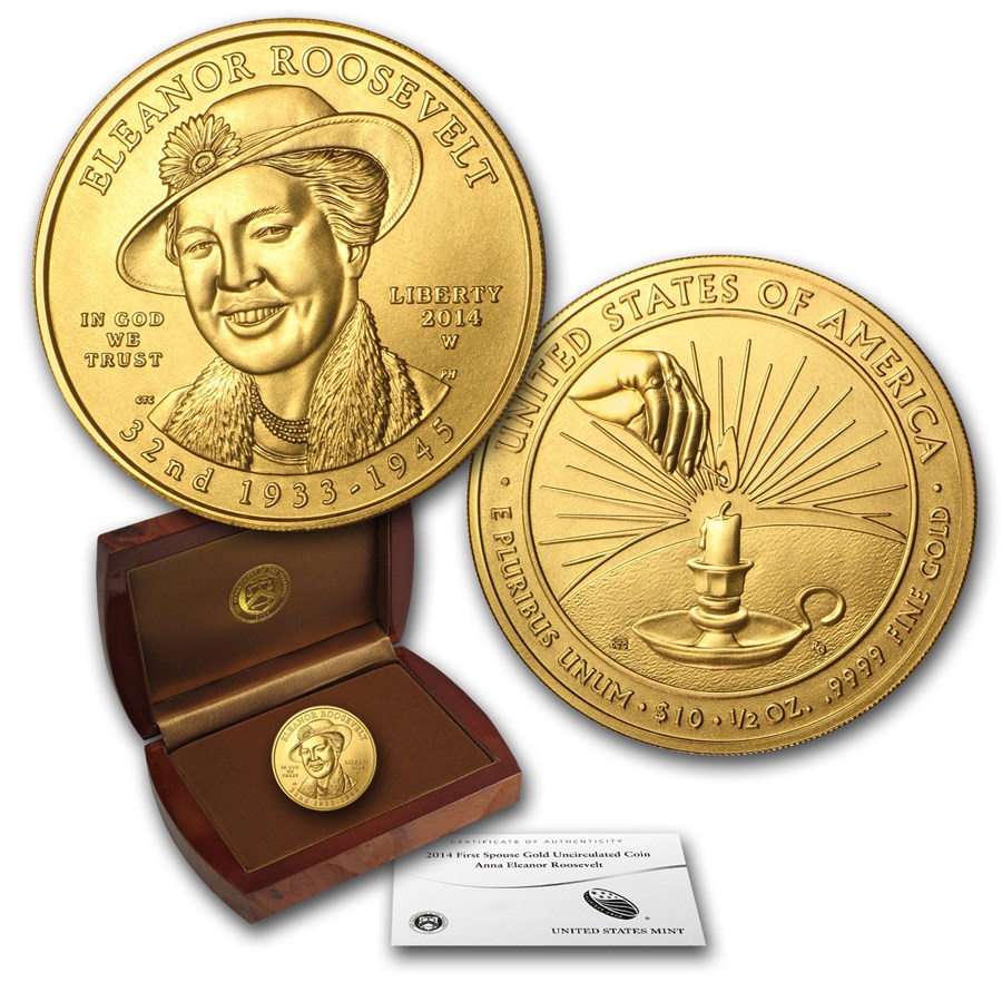 2014-W 1/2 oz Gold Eleanor Roosevelt BU (w/Box & COA)