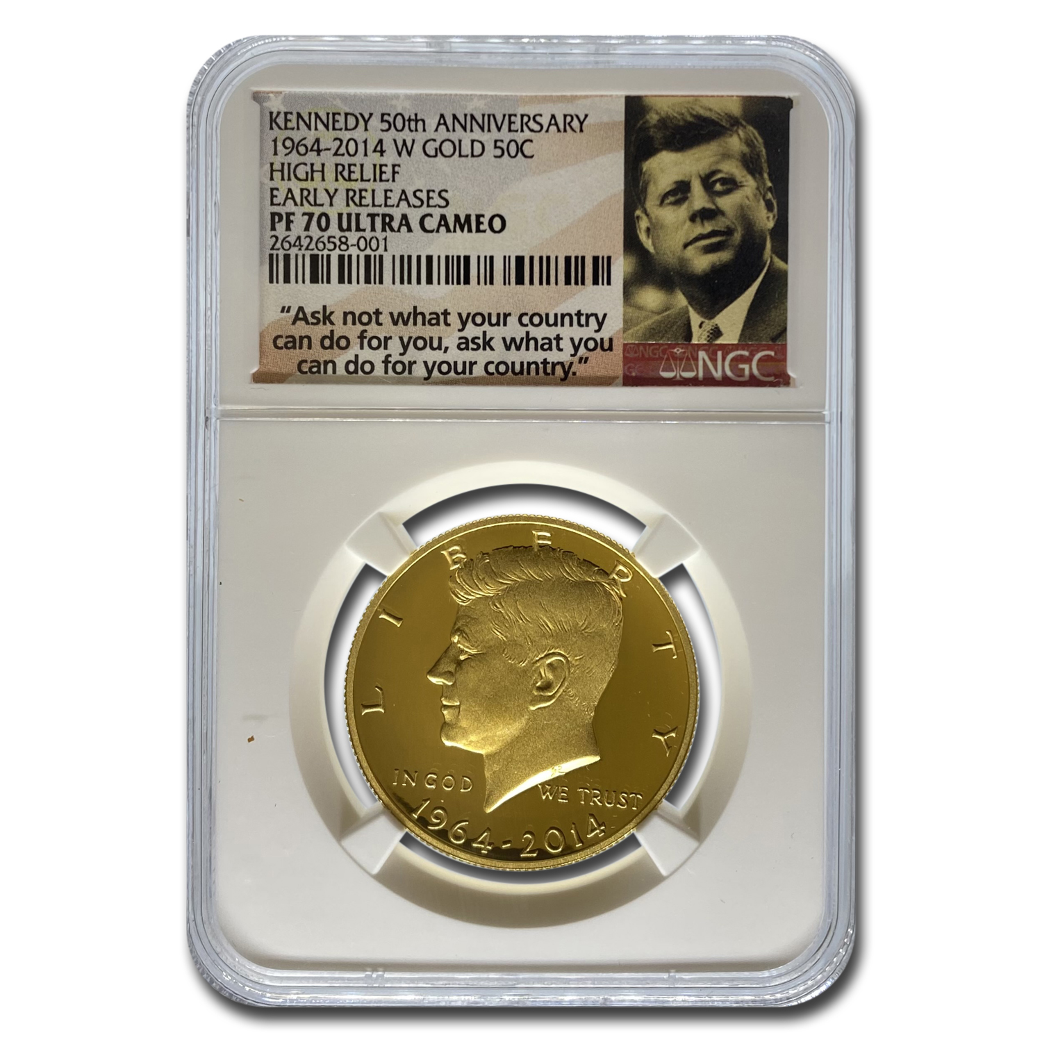 Buy 2014-W 3/4 oz Au Kennedy 1/2 Dol PF-70 ER/JFK | APMEX