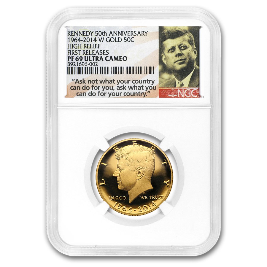 2014-W 3/4 oz Gold Kennedy Half Dollar Commem PF-69 NGC