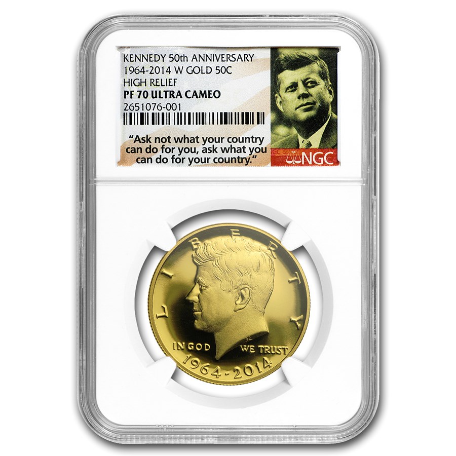 2014-W 3/4 oz Gold Kennedy Half Dollar Commem PF-70 NGC