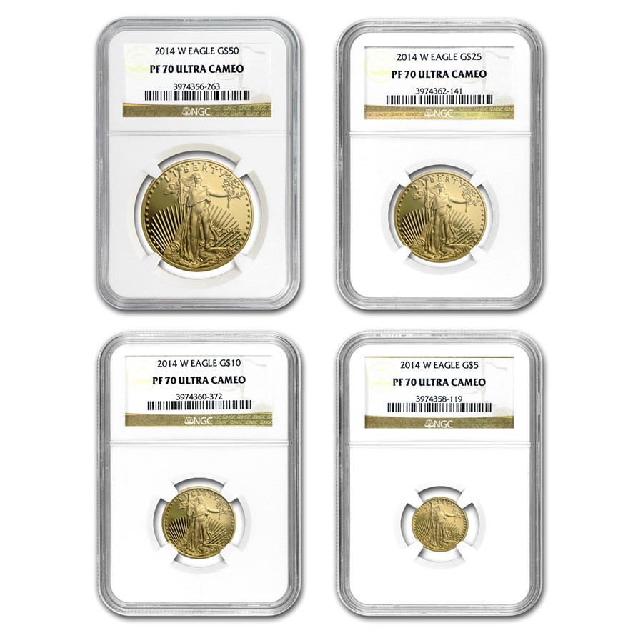 2014-W 4-Coin Proof American Gold Eagle Set PF-70 NGC