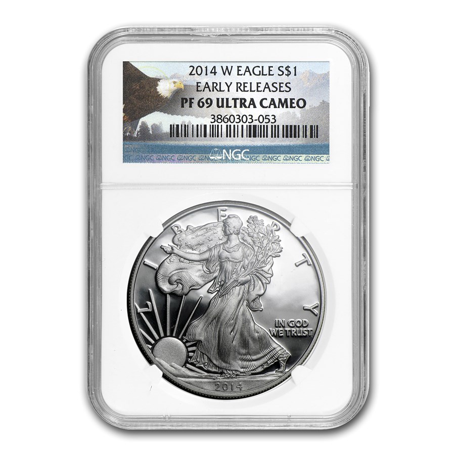 2014-W Proof Silver Eagle PF-69 NGC (ER, Bald Eagle Label)