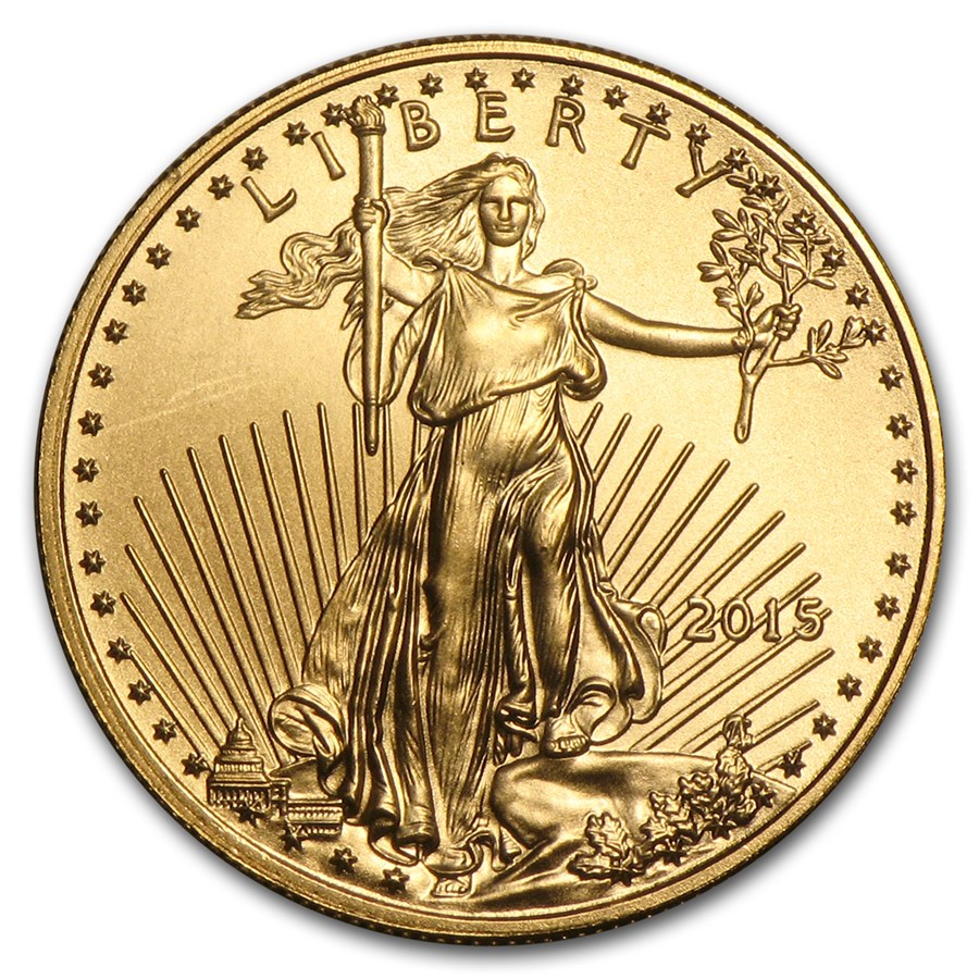 2015 1 10 Oz Gold American Eagle Bu (narrow Reeds) 