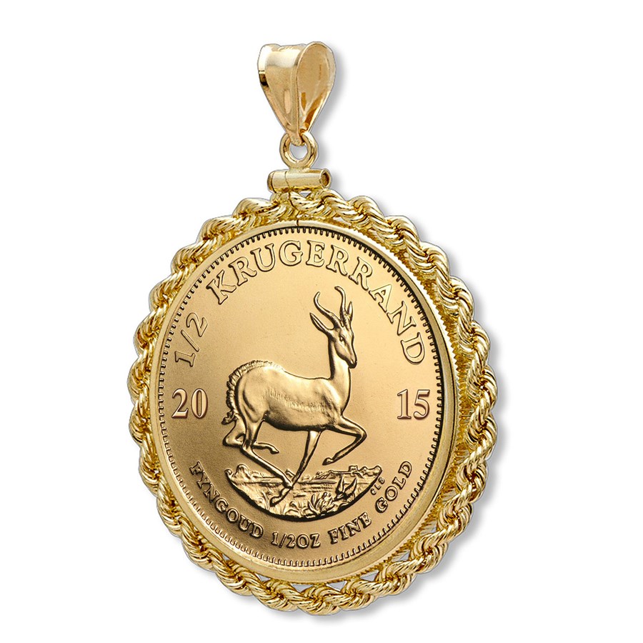 Buy 2015 1/2 oz Gold Krugerrand Pendant (Rope-ScrewTop Bezel) | APMEX