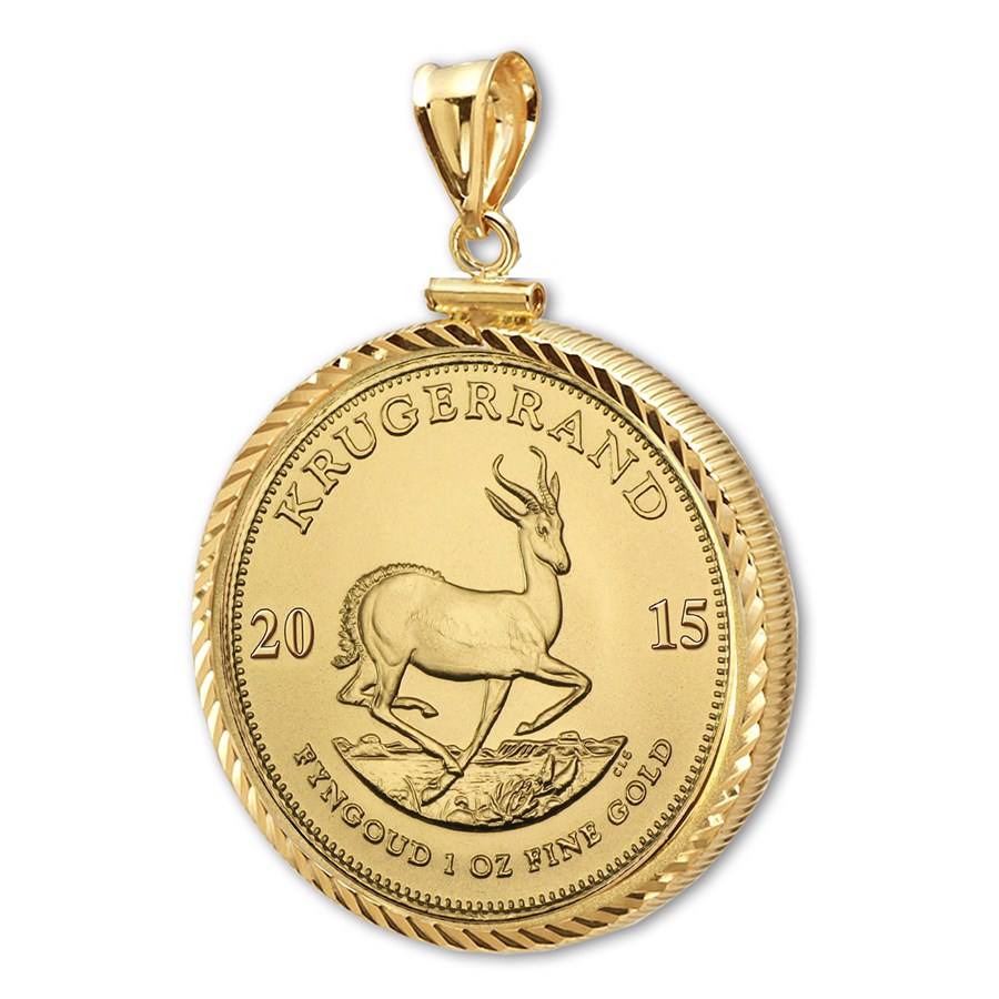 Buy 2015 1 oz Gold Krugerrand Pendant (Diamond-ScrewTop Bezel) | APMEX