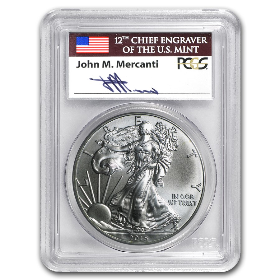 2015 American Silver Eagle MS-70 PCGS (FS, Mercanti Label)