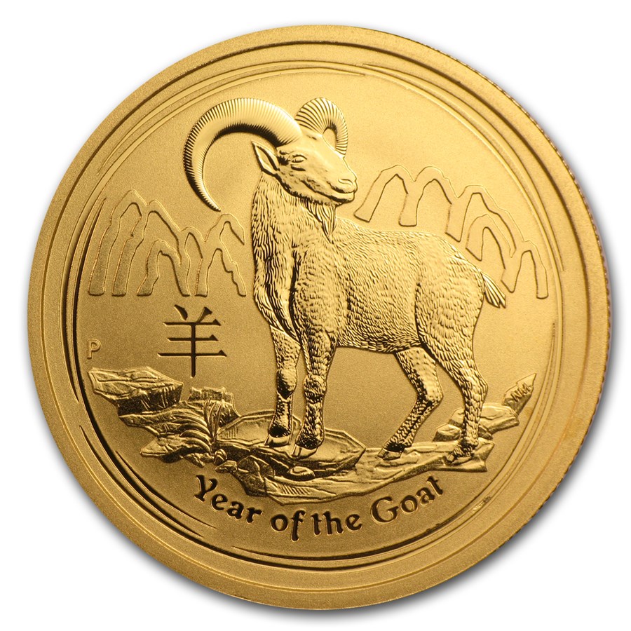 2015 Australia 1/2 oz Gold Lunar Goat BU