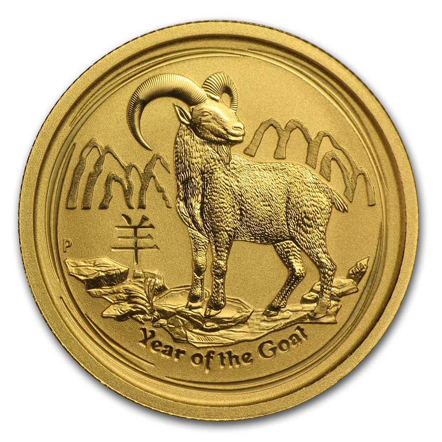 2015 Australia 1/4 oz Gold Lunar Goat BU