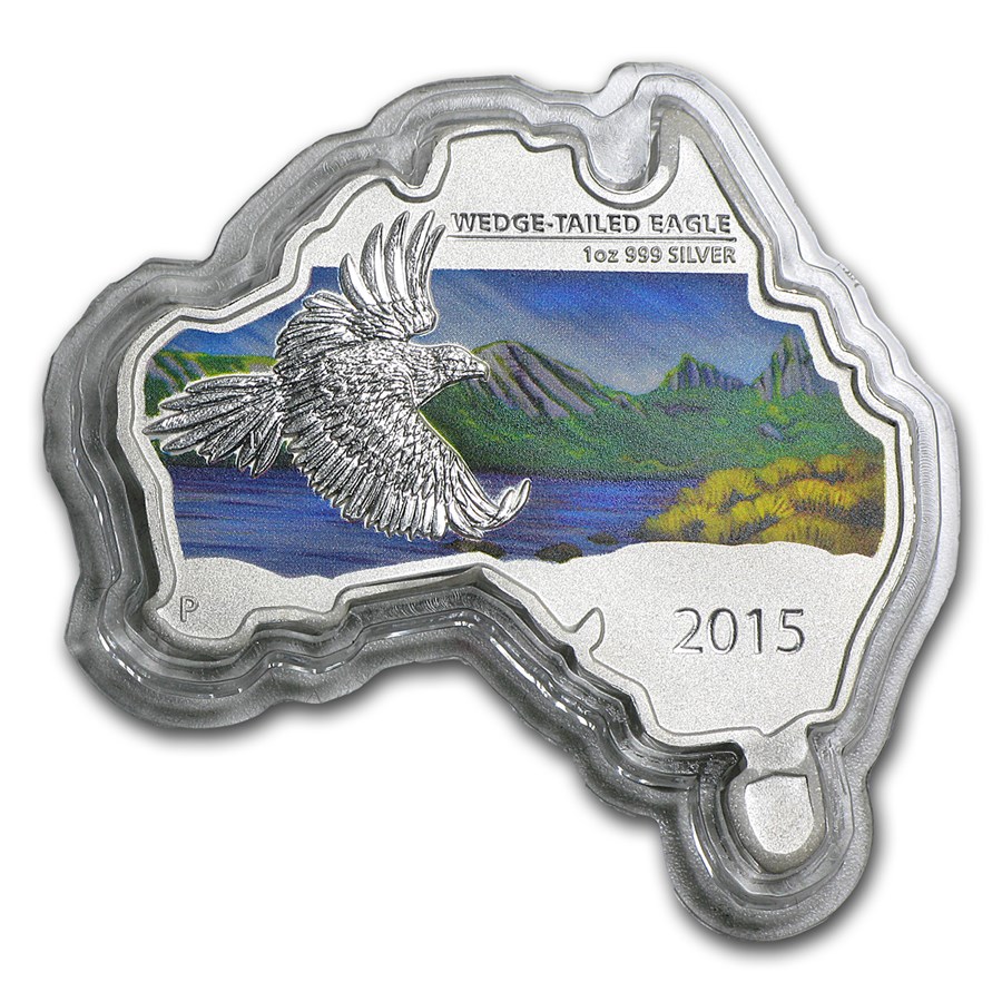 2015 Australia 1 oz Silver Wedge Tailed Eagle (Map Shape)