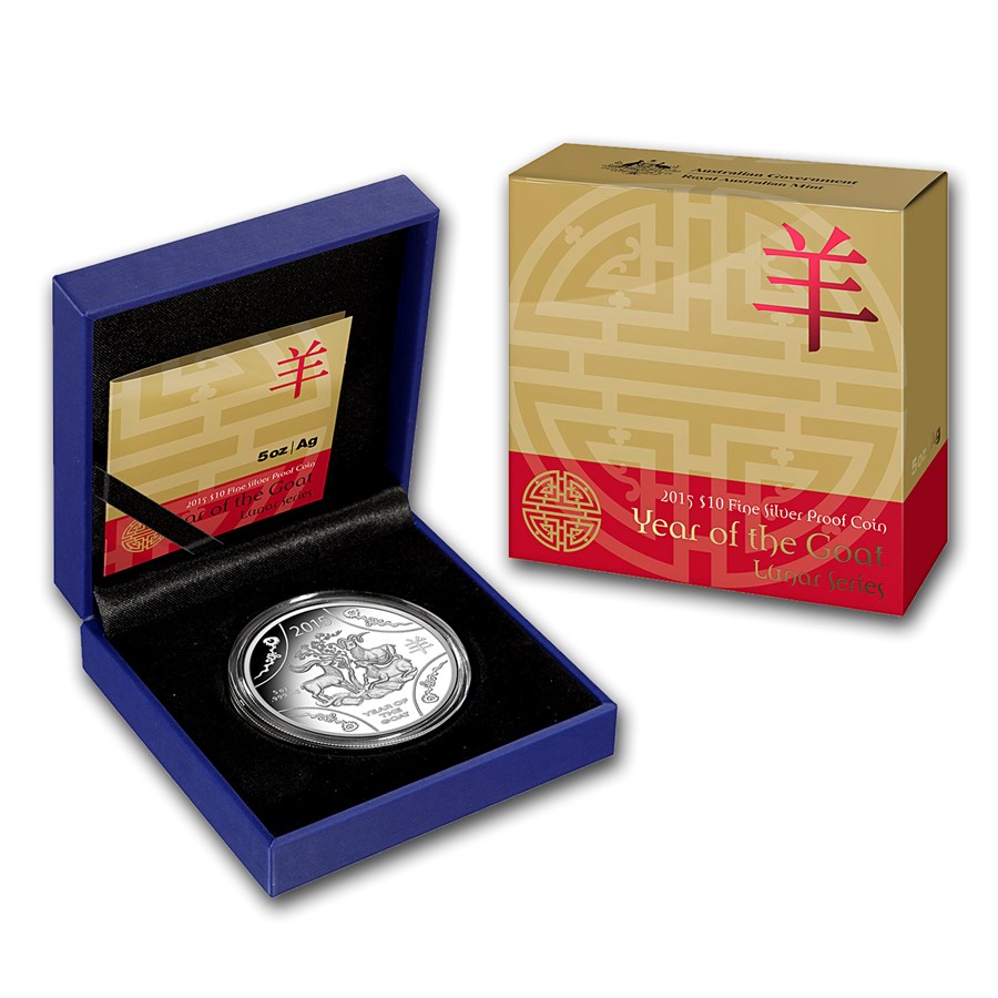 2015 Australia 5 oz Silver Year of the Goat Proof