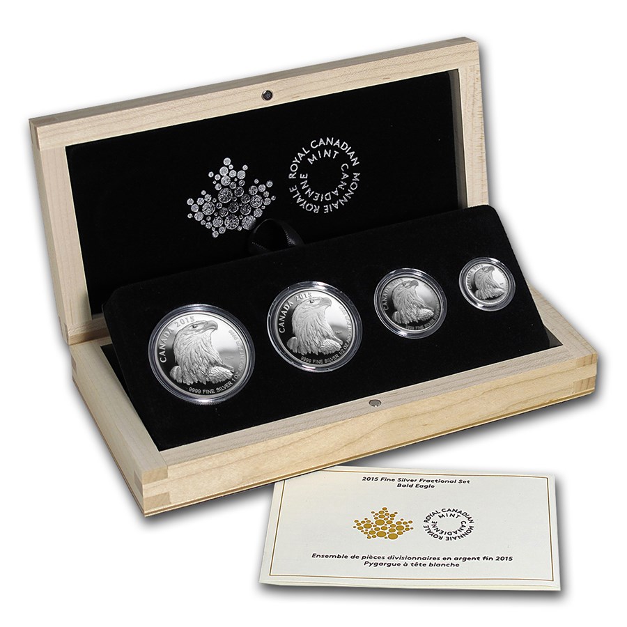 2015 Canada 4-Coin Proof Silver Bald Eagle Fractional Set