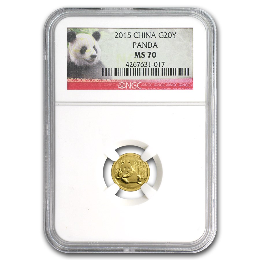 2015 China 1/20 oz Gold Panda MS-70 NGC