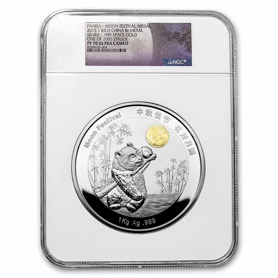 Buy 2015 China 1 kilo Silver & Gold Panda Moon Festival PF-70 NGC