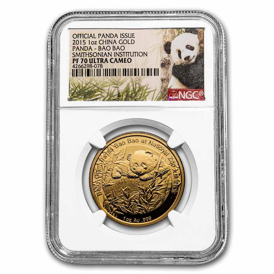 2015 China 1 oz Gold Panda PF-70 NGC (Bao Bao)